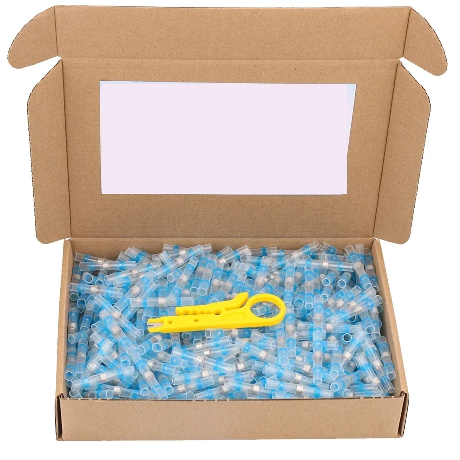 Conectores termorretráctiles, terminales de tubo de manguito, empalme eléctrico, conector de cable, soldadura, cable eléctrico para vehículos de motor, embarcaciones(Blue AWG 16-14,200pcs)