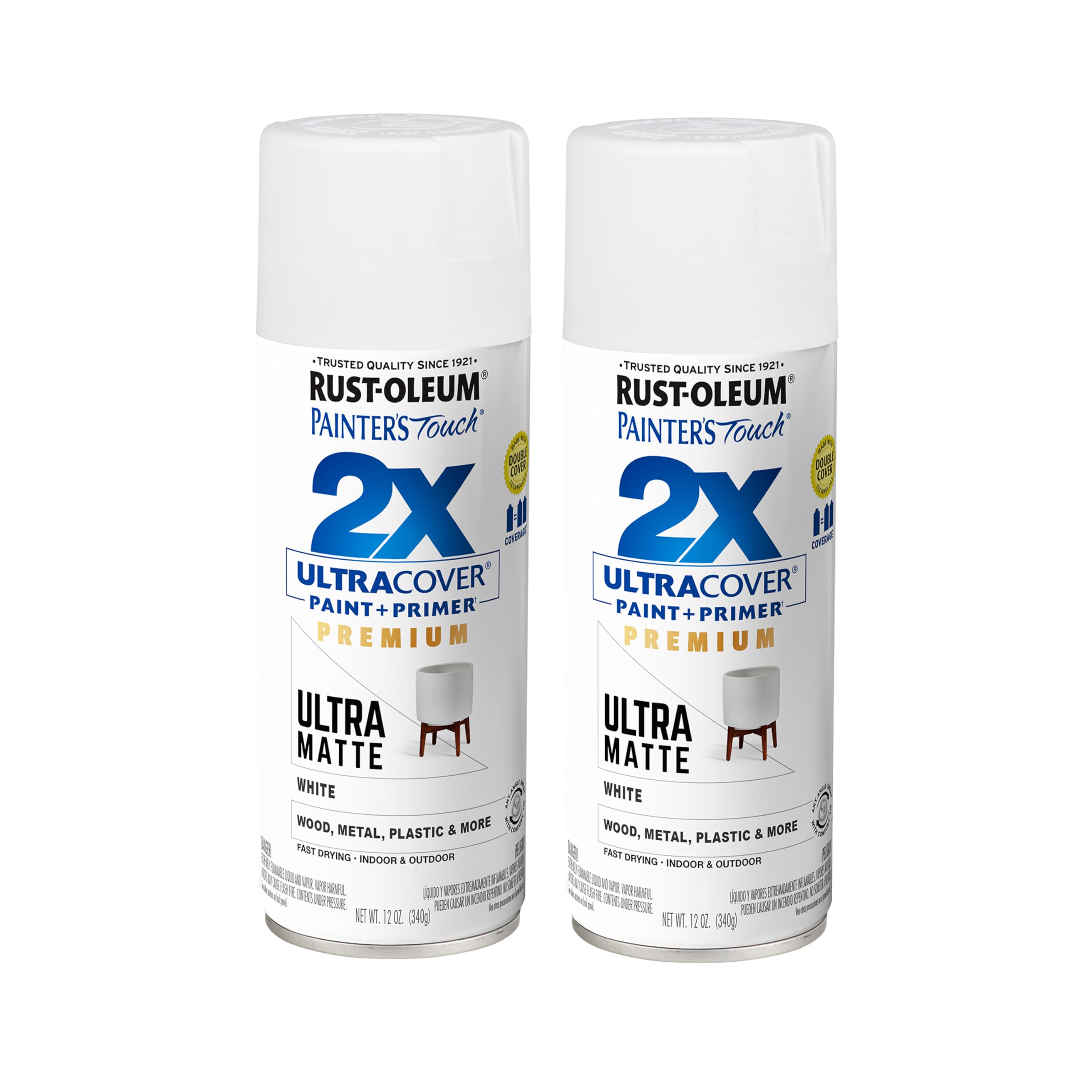 Rust-Oleum Painter's Touch 2X Ultra Cover Spray Paint, Ultra Matte White