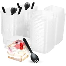 50 Pack 8oz Clear Plastic Dessert Containers with Lids & Sporks