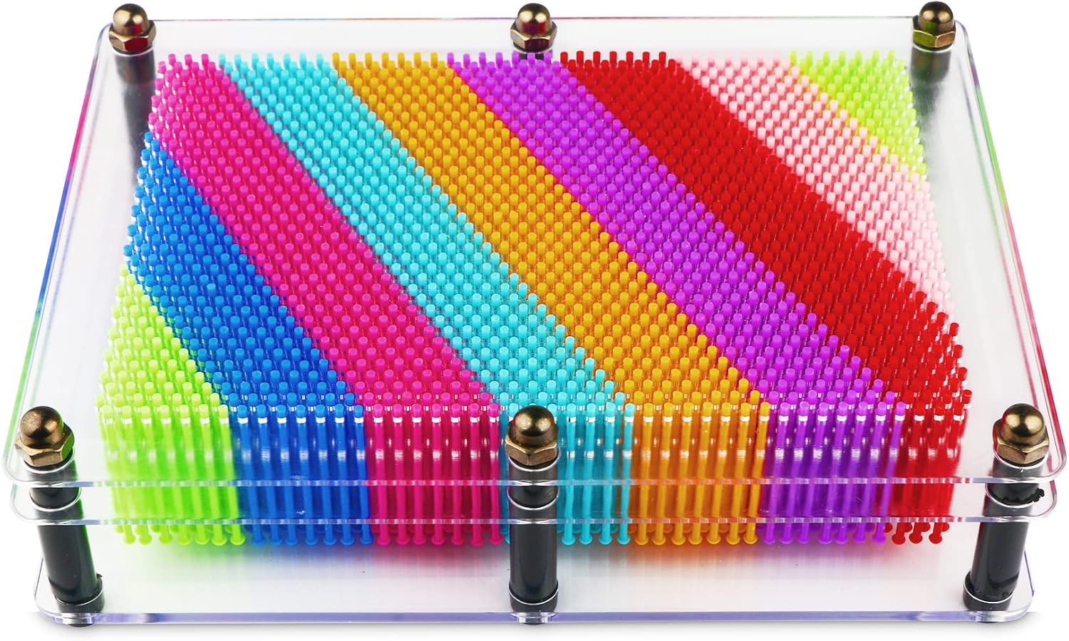 3D Pin Art Toy, Large Size 6” X 8”Unique 3D Pin Art Board for Kids & Adults (Rainbow, Plastic)