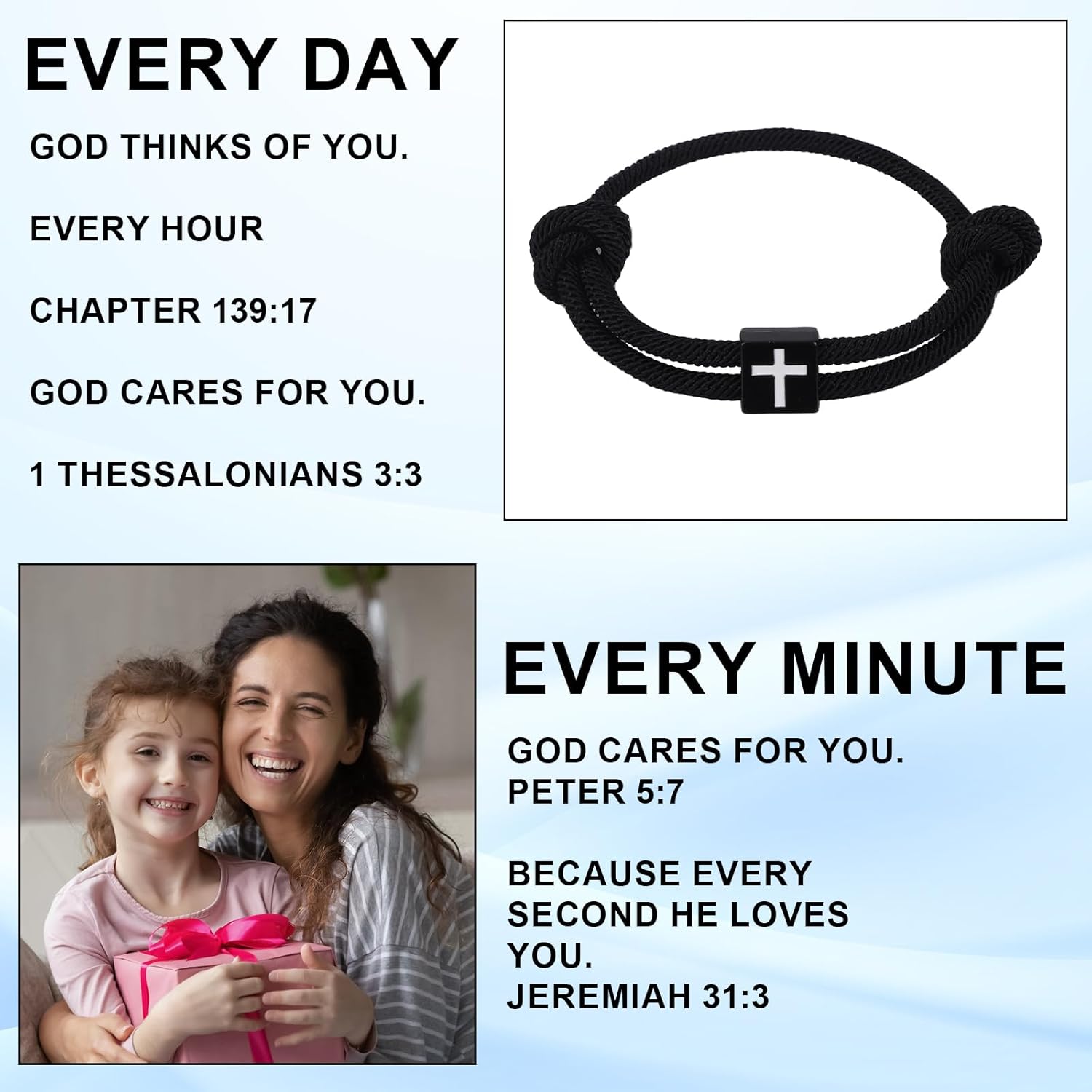 Cross Bracelet, Adjustable Handmade Men Baptism Cross Braided Rope Bracelet with Sliding Knot Inspirational Religious Jesus Christian Gift - Image 3