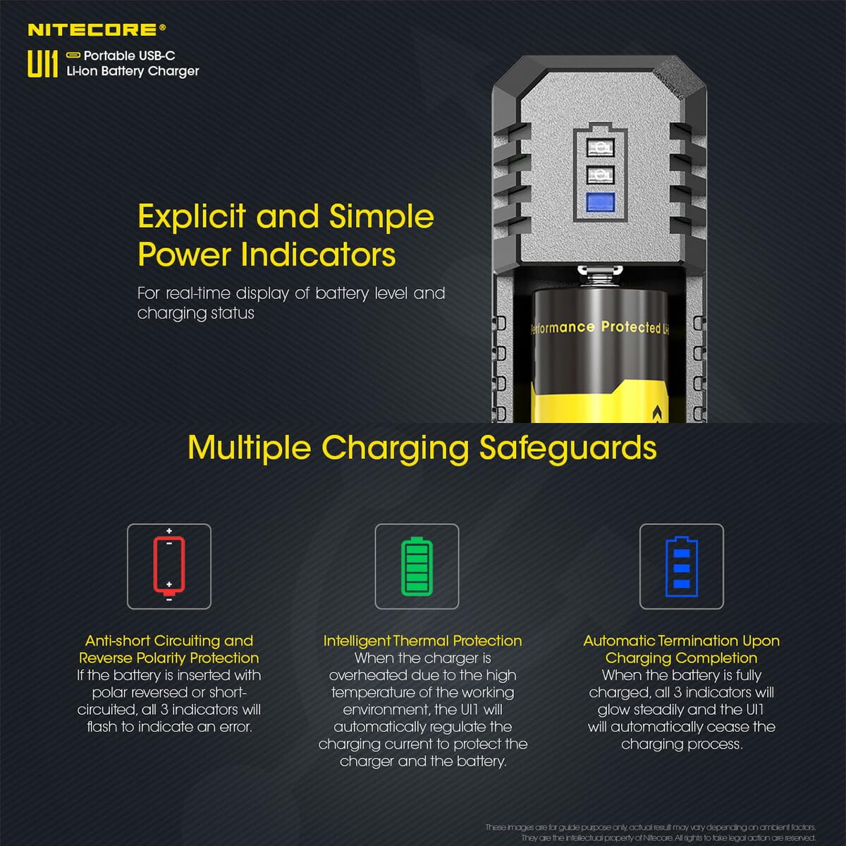 Nitecore UI1 ładowarka akumulatorowa z mikro USB, ładowarka do akumulatorów akumulatorowych, stacja ładująca na kemping i na zewnątrz, czarna