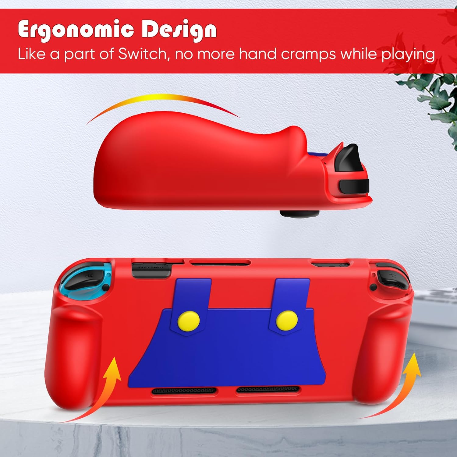 KENOBEE Silicone Case Compatible with Nintendo Switch 2017, Soft Lightweight Ergonomic Grip Protective Cover with Shock-Absorption and Anti-Scratch Design for Switch Console, Red - Image 3
