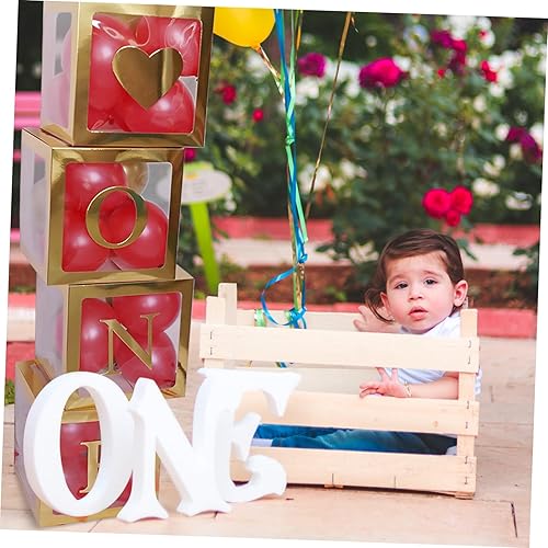 Miniatura 2 de SAFIGLE 4pcs Boxes Bright Balloon Box Baby Balloon Boxes Backdrop Favor Balloon Box 1st Birthday Balloon Box Happy Birthday Decorations for Boys De