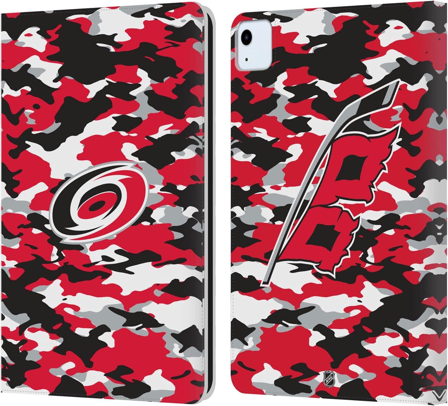 Head Case Designs Officially Licensed NHL Camouflage Carolina Hurricanes Leather Wallet Case Compatible with Apple iPad Air 11 2020/2022/2024/2025