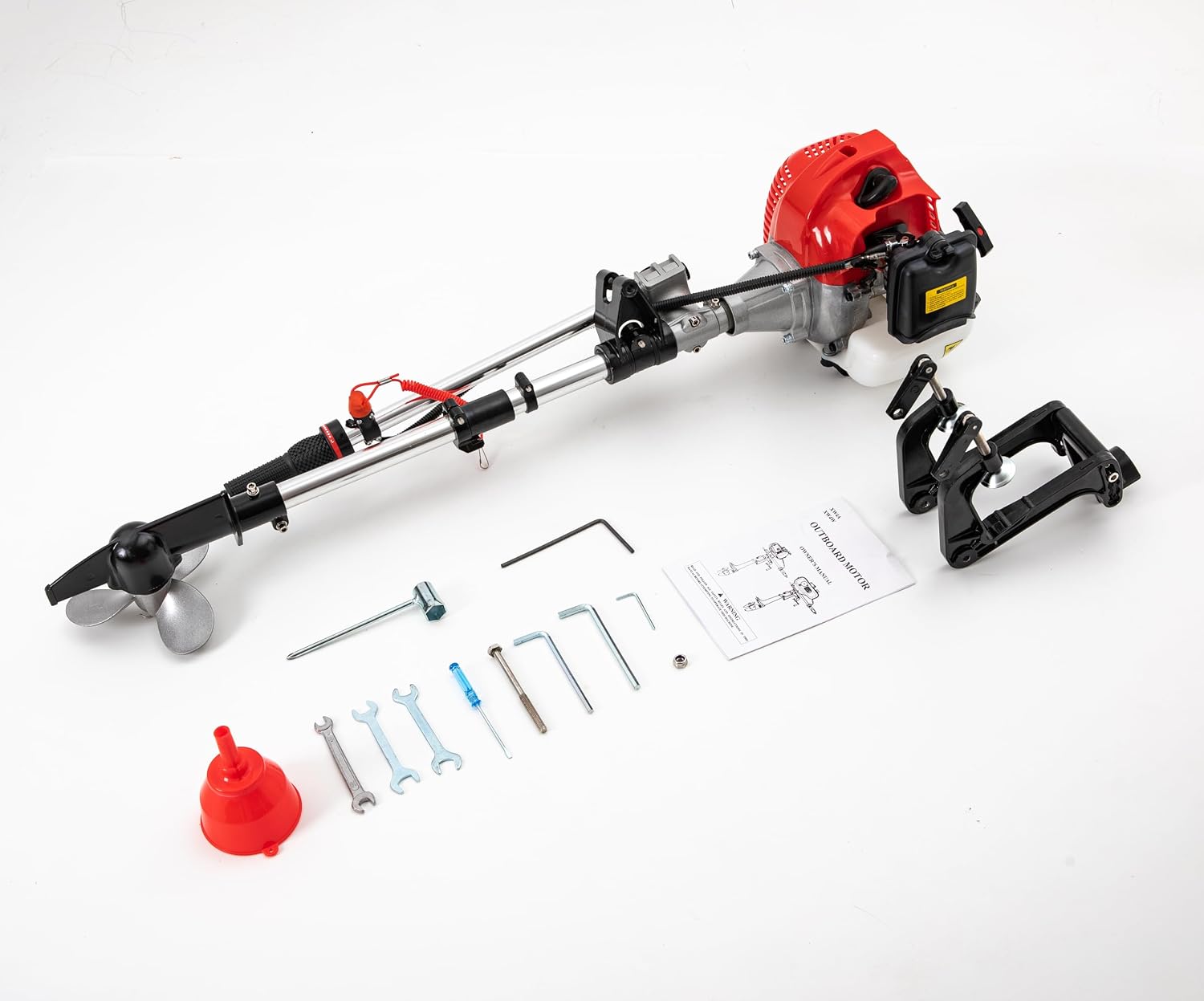 52CC Outboard Motor, 2 Stroke 2.5 HP Outboard Motor Fishing Boat Engine with Air Cooling System, Boat Engine Heavy Duty Outboard Boat Motor Inflatable Outboard Motor Manual Start 6500R/Min