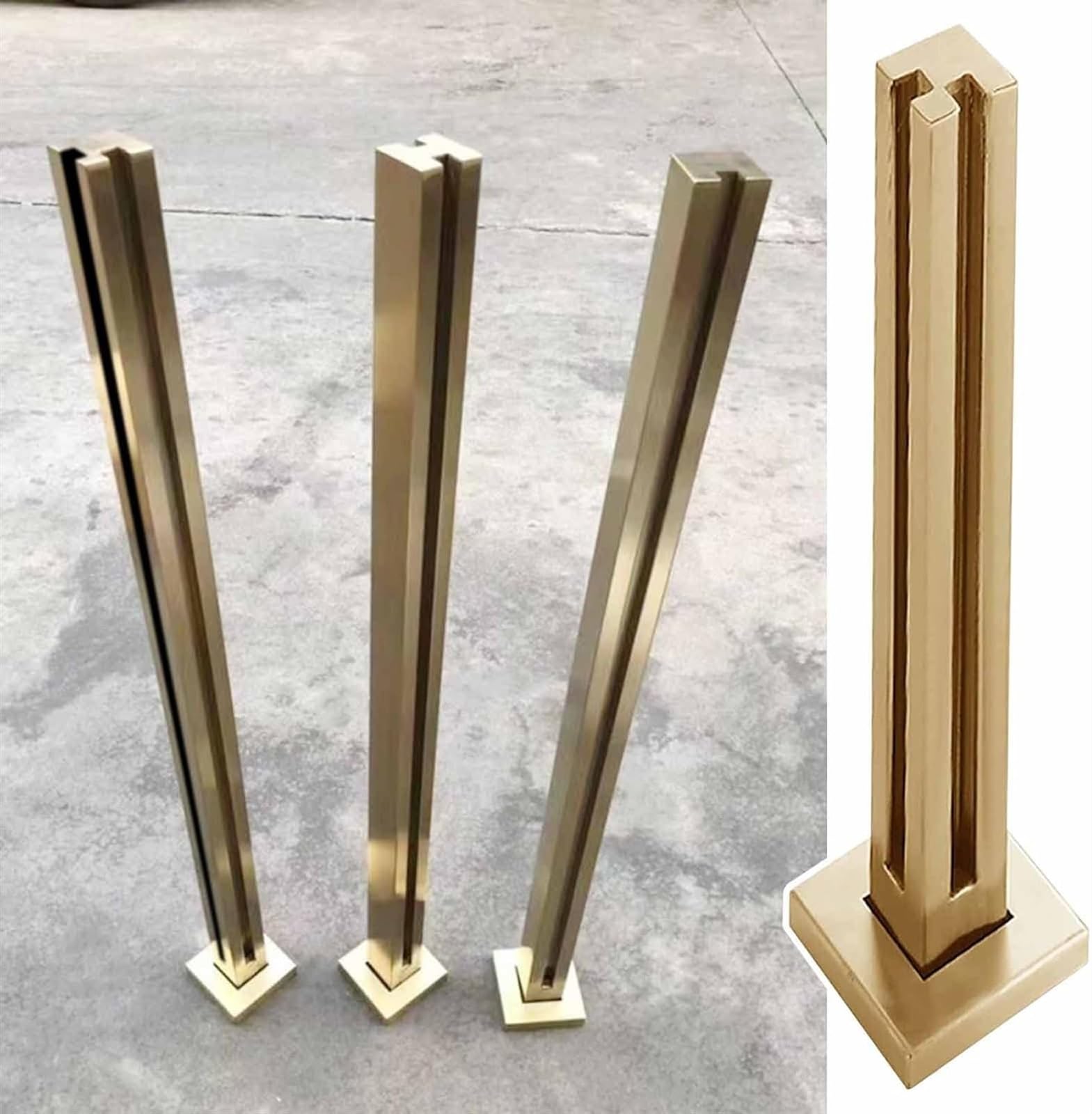 Postes de barandilla de Vidrio de acero inoxidable dorado