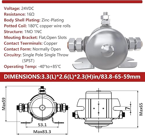 Miniatura 3 de Newdeli Max 200A Trombetta - Relé solenoide continuo de 3 terminales, de alta resistencia, para cabestrante marino 24106 SPST Solenoide 12VDC