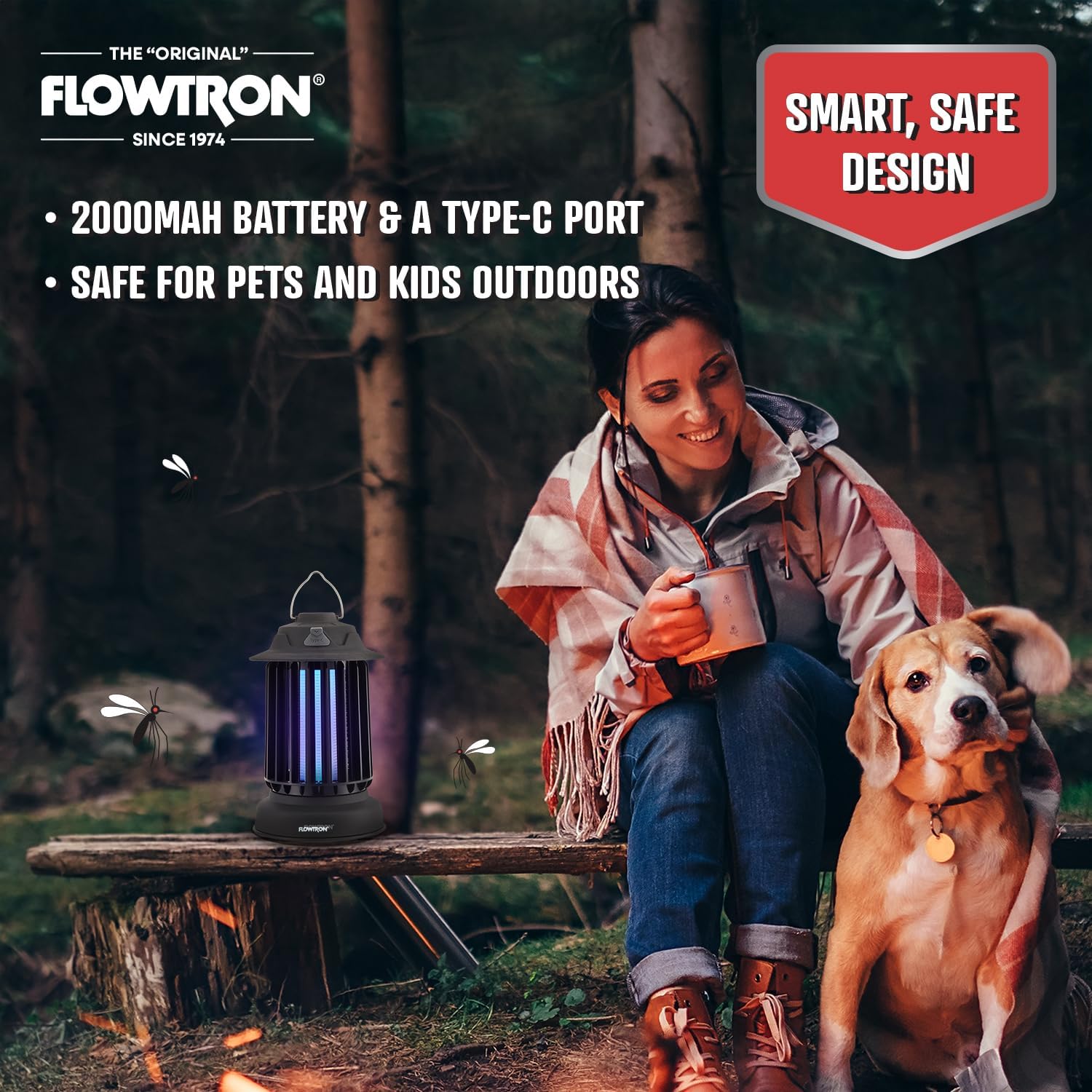 Flowtron Bug Zapper Lantern | 2-in-1 Electric Mosquito Killer & LED Camping Lantern, 2150 Sq Ft Coverage, 2000mAh Rechargeable Battery, Self-Cleaning Bug Zapper for Patio Outdoor & Indoor Use