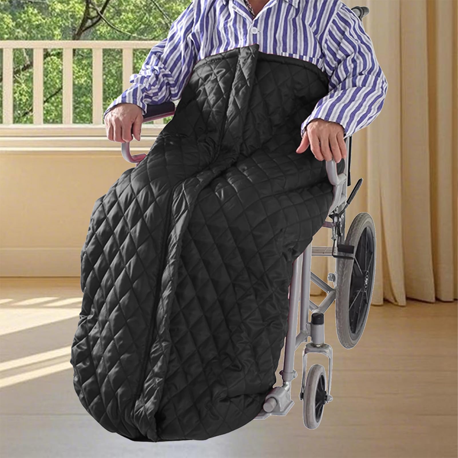 Manta Silla De Ruedas, Cubrepiernas Para Silla De Ruedas Forradas, Calidez a Prueba De Viento Saco Para Silla De Ruedas Adultos, Saco Manta Felpa Gruesa Para Rodillas Para Usuarios Sillas Ruedas