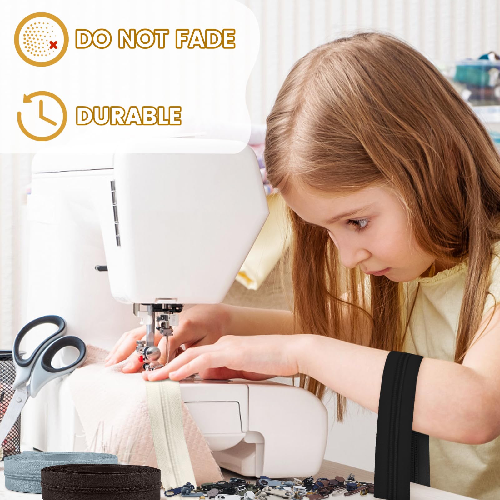 DOITE Fereture à Glissière 2,8 Enseble de Fereture à Glissière Sans Fin en Nylon de 14