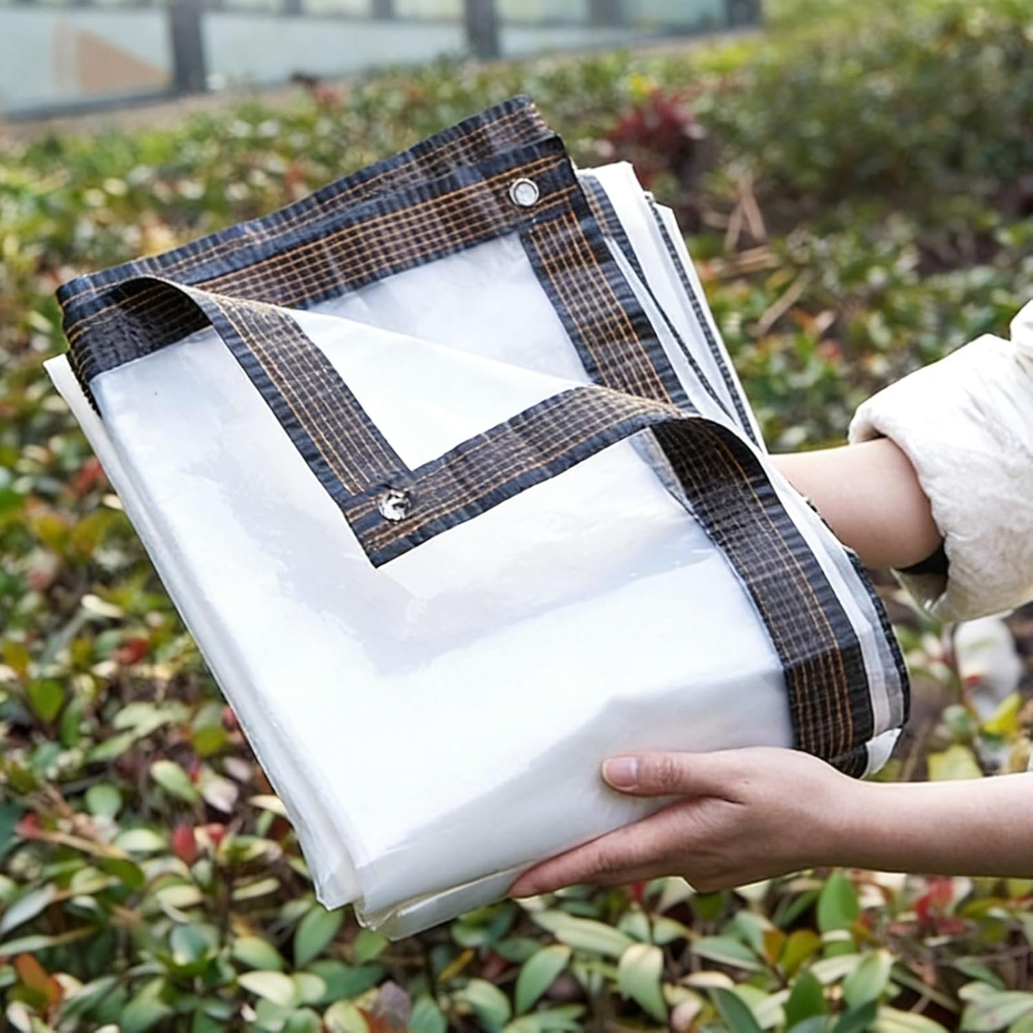 Clear Tarps Heavy Duty UV Protection, Translucent Sun Shade PE Vinyl Tarpaulin with Grommets, Ropes, Tear-Resistant for Patio Enclosure, Roof, Greenhouse Plant, Storage(2x6m/6.6x19.7ft)