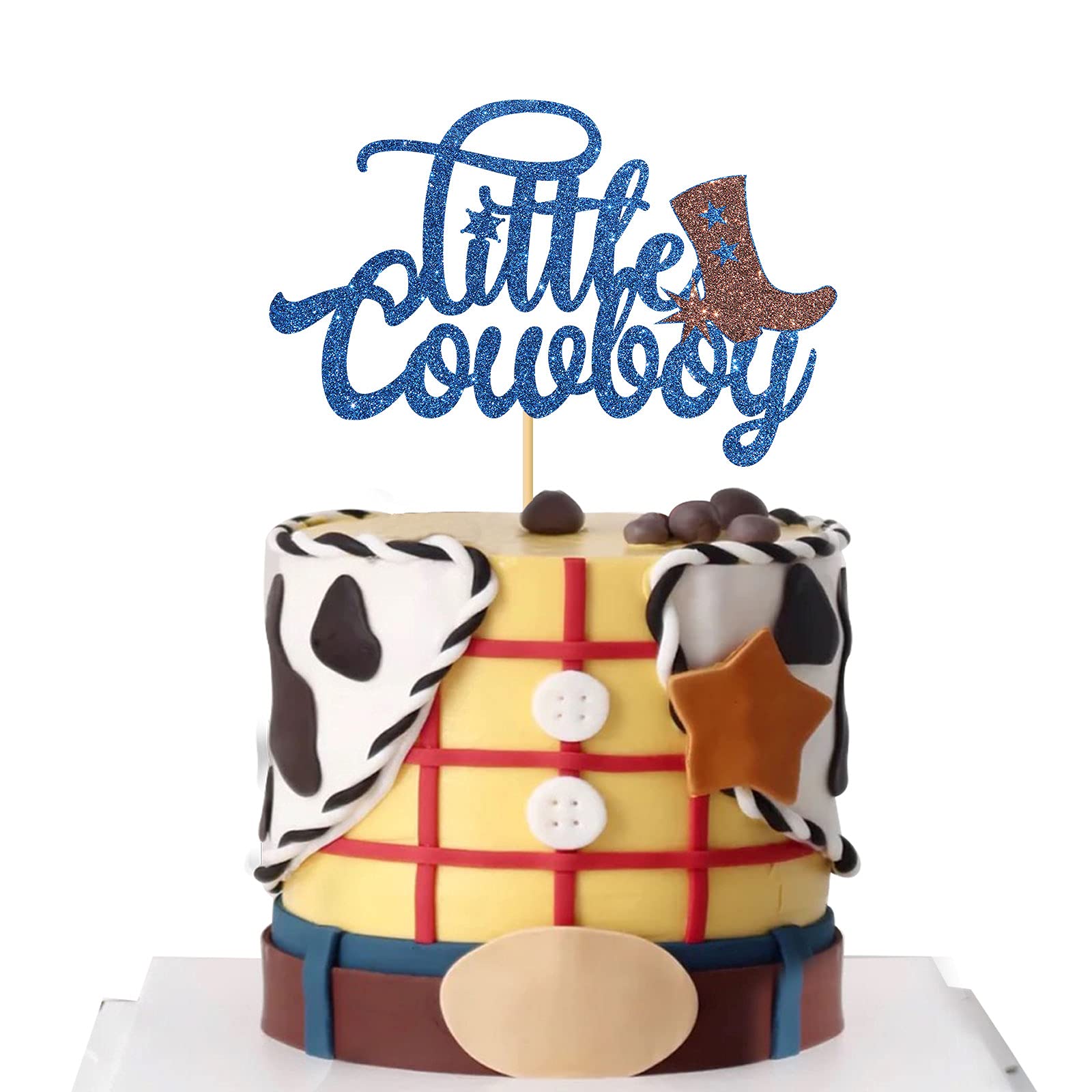 Cowboy Cake Topper – Glitzernder Kuchenaufsatz Für Western-Partys, Mit 'A Little Cowboy Is On The Way'