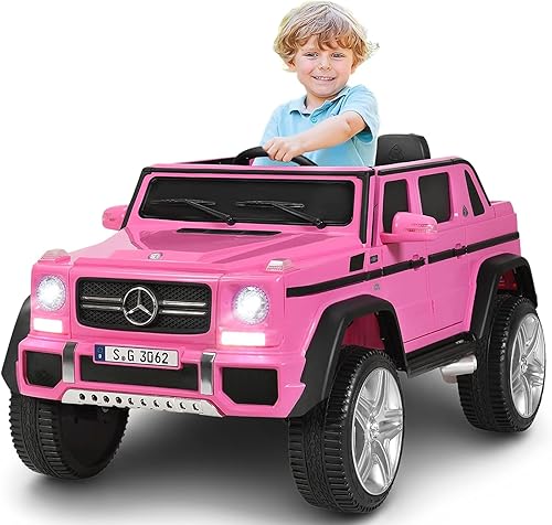 HOMGX Auto para montar, camión alimentado por batería de 12 V con control remoto de 2.4 G, juguete motorizado con 3 velocidades y suspensión de