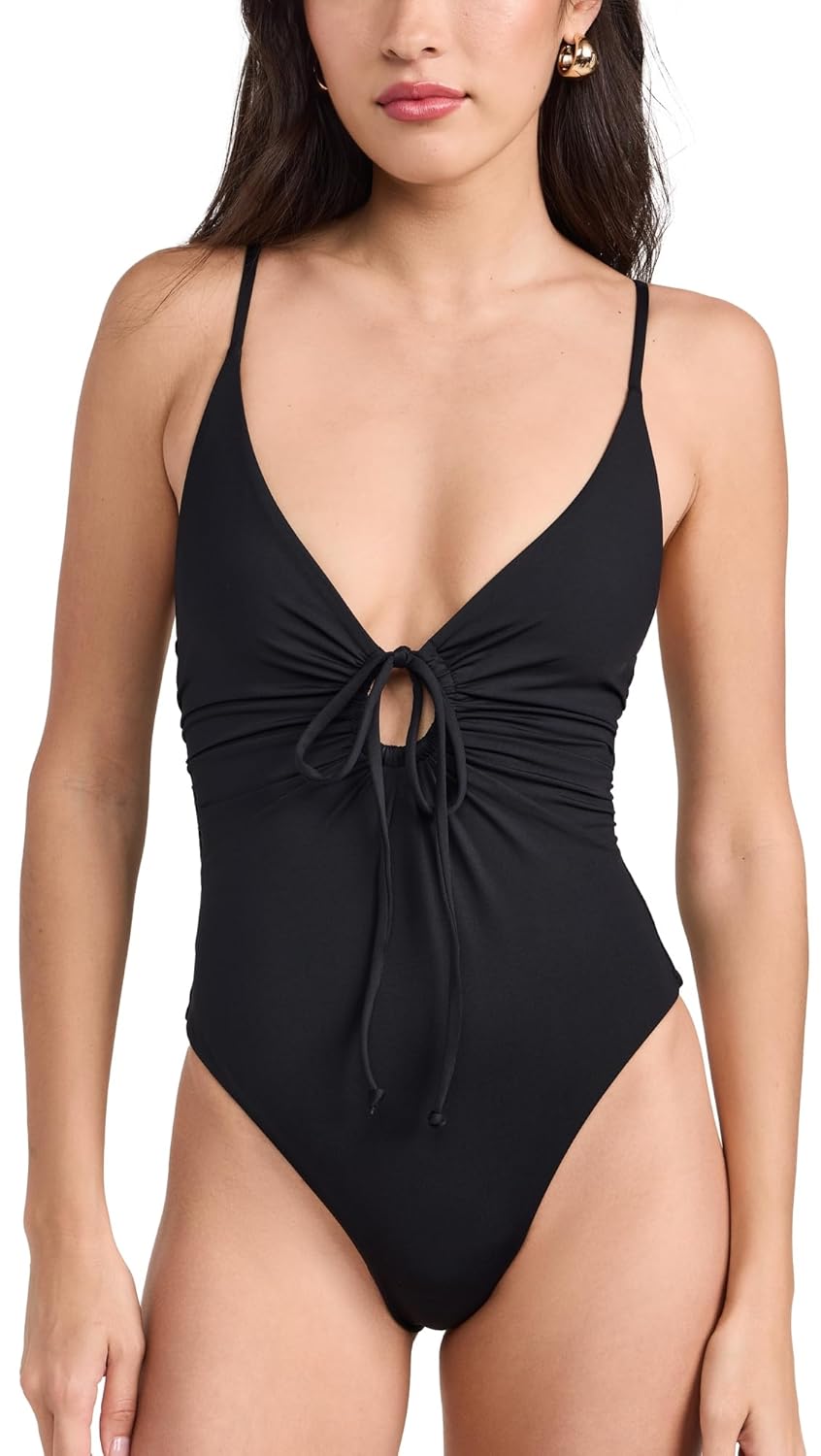 L Space Piper One Piece Swimsuit for Women Classic Coverage Skinny Adjustable Straps Center-Front Keyhole Doubles as Bodysuit