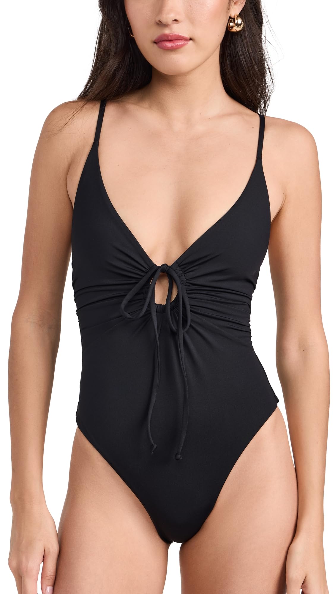 L Space Piper One Piece Swimsuit for Women Classic Coverage Skinny Adjustable Straps Center-Front Keyhole Doubles as Bodysuit