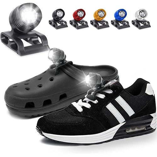 Sobotoo Headlight for Croc Shoes - 2Pcs LED Clogs Shoes Light - Croc Lights for Camping, Night Walk - 3 Light Modes for Men Women and Kids (Silver)