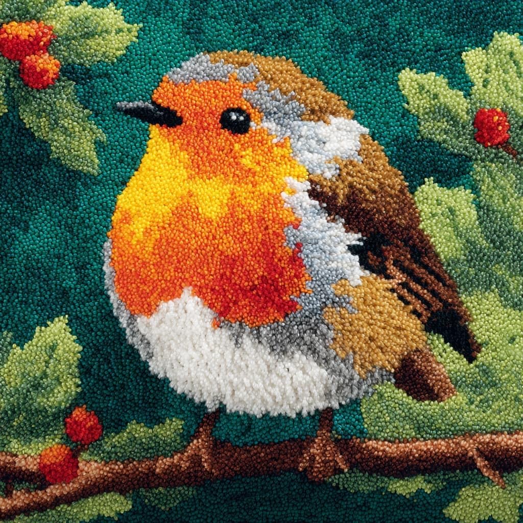Taxpy Latch Hook Cushion Kits, Animals Birds DIY Latch Hook Kits Pillow Printed Cushion Embroidery Needlework Craft Embroidery Kit,17x17inch