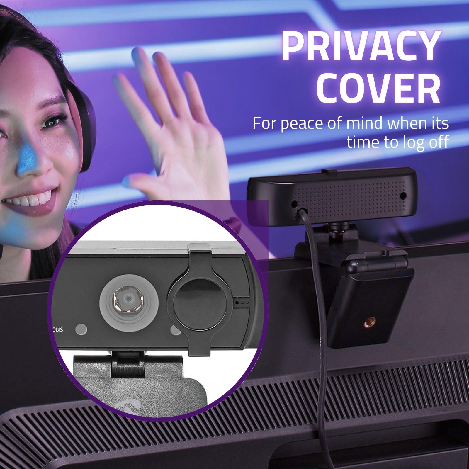Nedis WCAM120BK Webcam | Full HD@60fps / 4K@30fps | Autofocus | Micrófono Incorporado | Negro