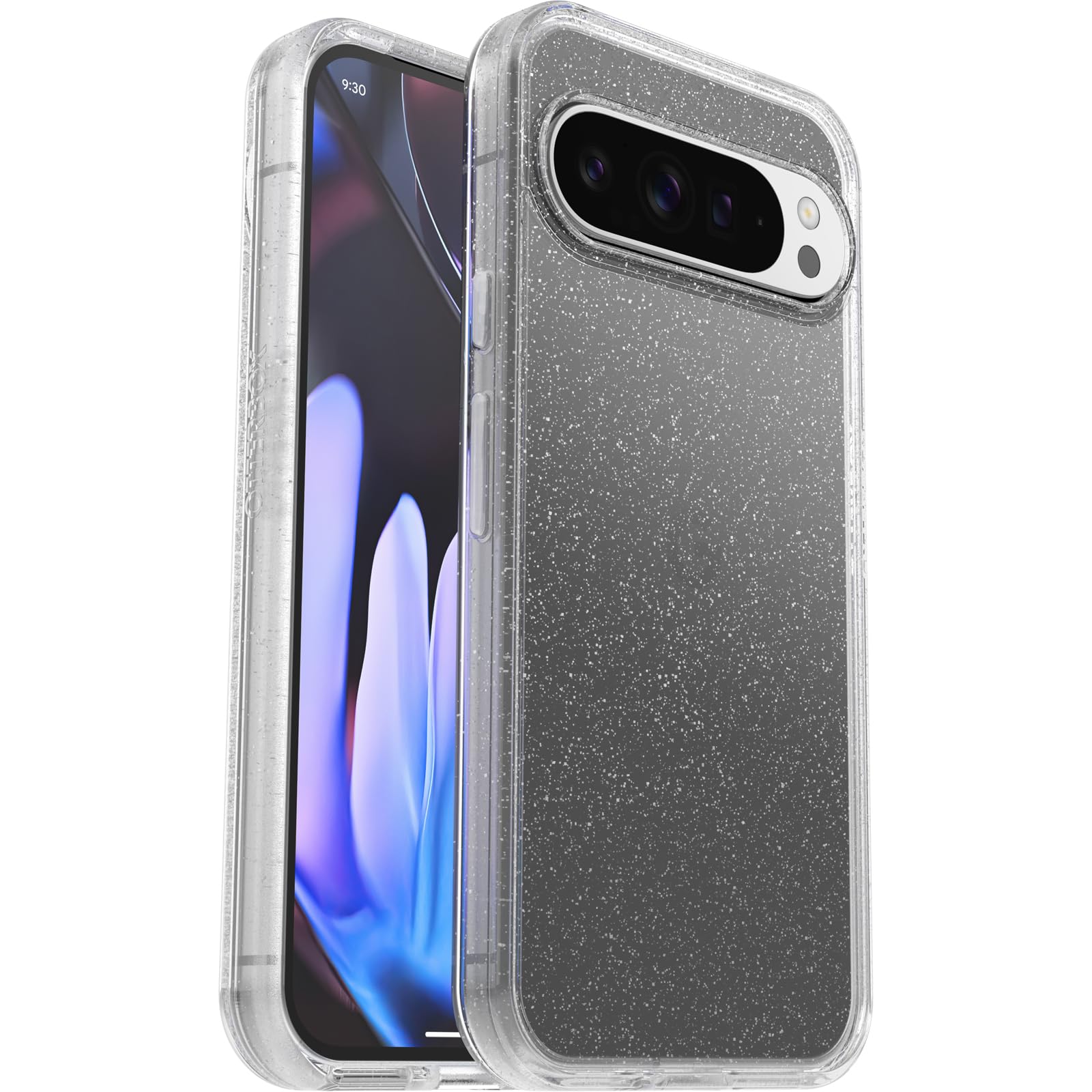 OtterBox Palomino Symmetry Series - Funda transparente Stardust (transparente/purpurina), ultra elegante, compatible con carga inalámbrica, bordes elevados para proteger la cámara y la pantalla