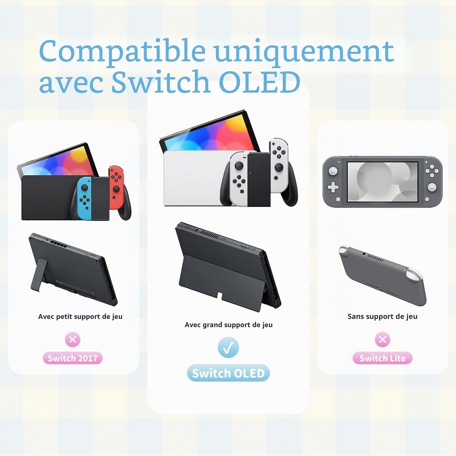GeekShare Étui de protection pour Switch OLED, coque fine compatible avec Switch OLED, coque de protection en silicone souple séparable avec 2 capuchons de poignée pour le pouce – Mikko Sweet Thoughts