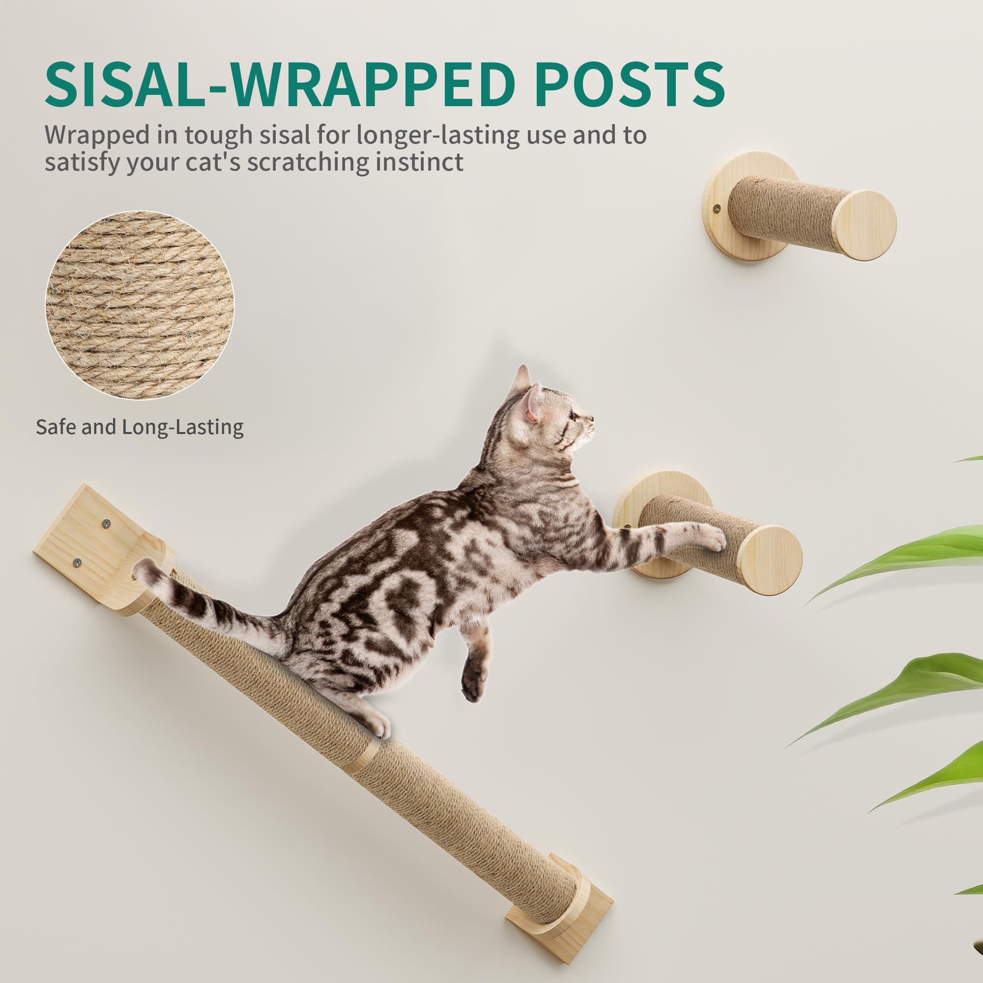 YITAHOME Set di 7 mobili per gatti in legno, con 3 tiragraffi, 2 piattaforme angolari, 2 scale per gatti, per dormire, giocare, lounge