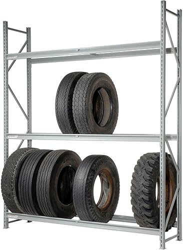 Miniatura 2 de Global Industrial Estante para neumáticos de camión de alta resistencia, arranque de 3 niveles, capacidad de nivel de 2750 libras, acero, gris, 72