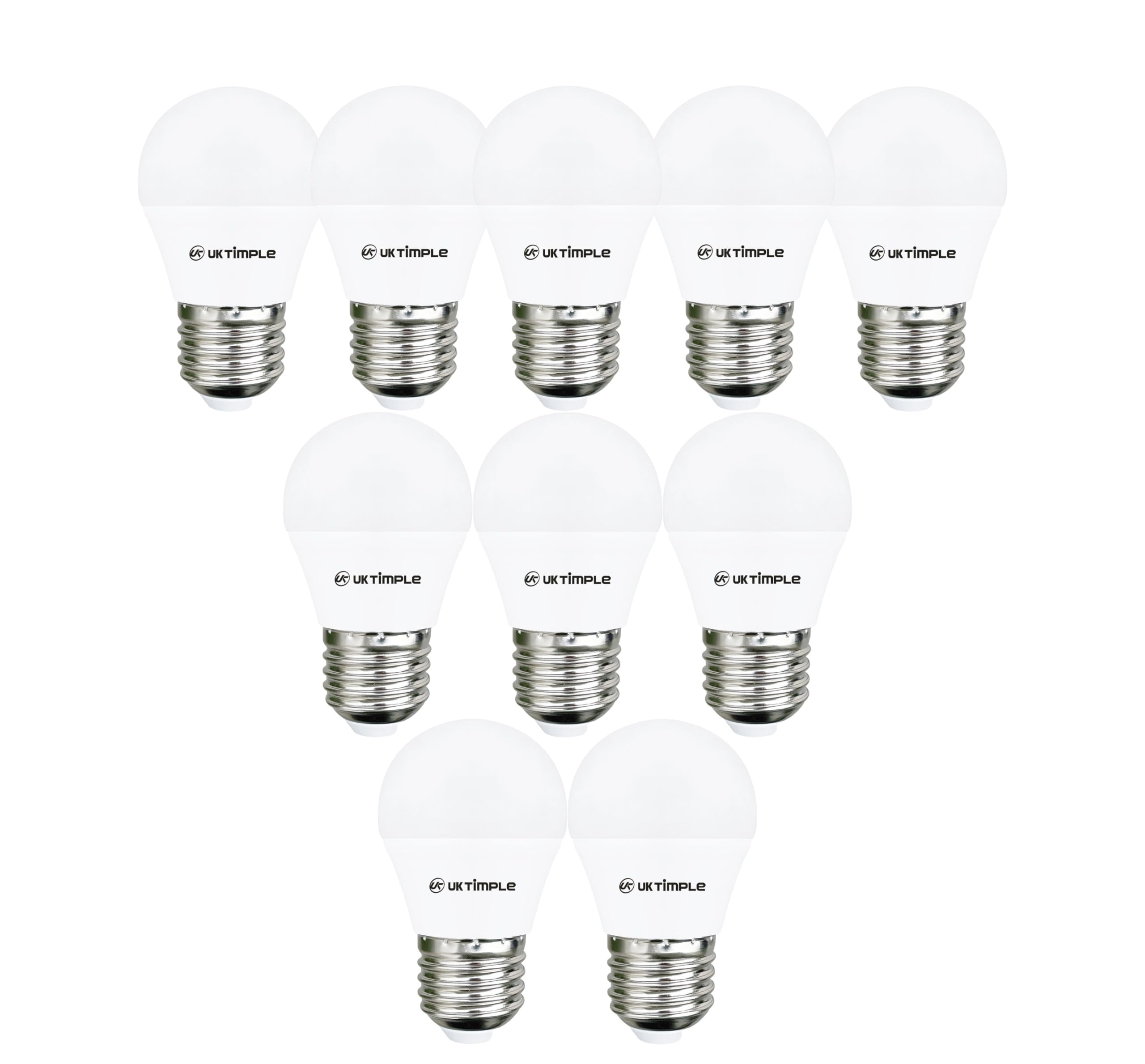 Uk Timple 3W E27 LED Light Bulbs Cool White 4000K, 30W Equivalent, 320 Lumens, Edison Screw ES Base, Energy Saving G45 Golf Ball Lamp, Instant On, 25,000 Hour Lifespan, Multipack