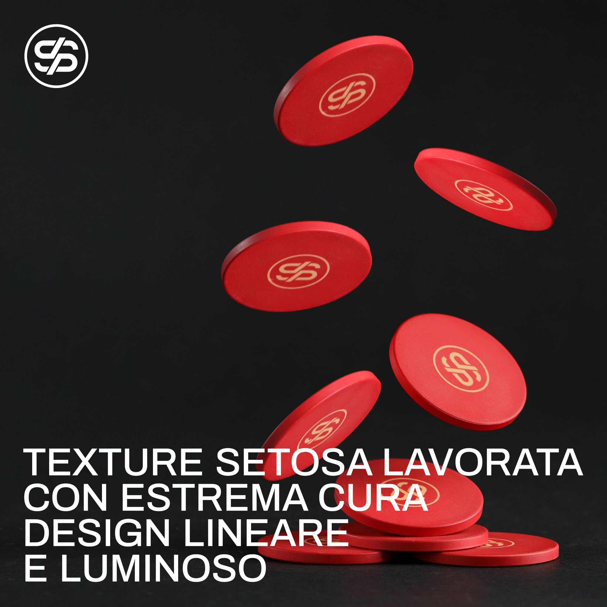 SLOWPLAY Set poker in ceramica Godel, fiches 12 g/43 mm, Texas Hold’em | 500 pezzi senza valore; valigetta premium in PC effetto specchio; fiches in composito ceramico; stile minimalista