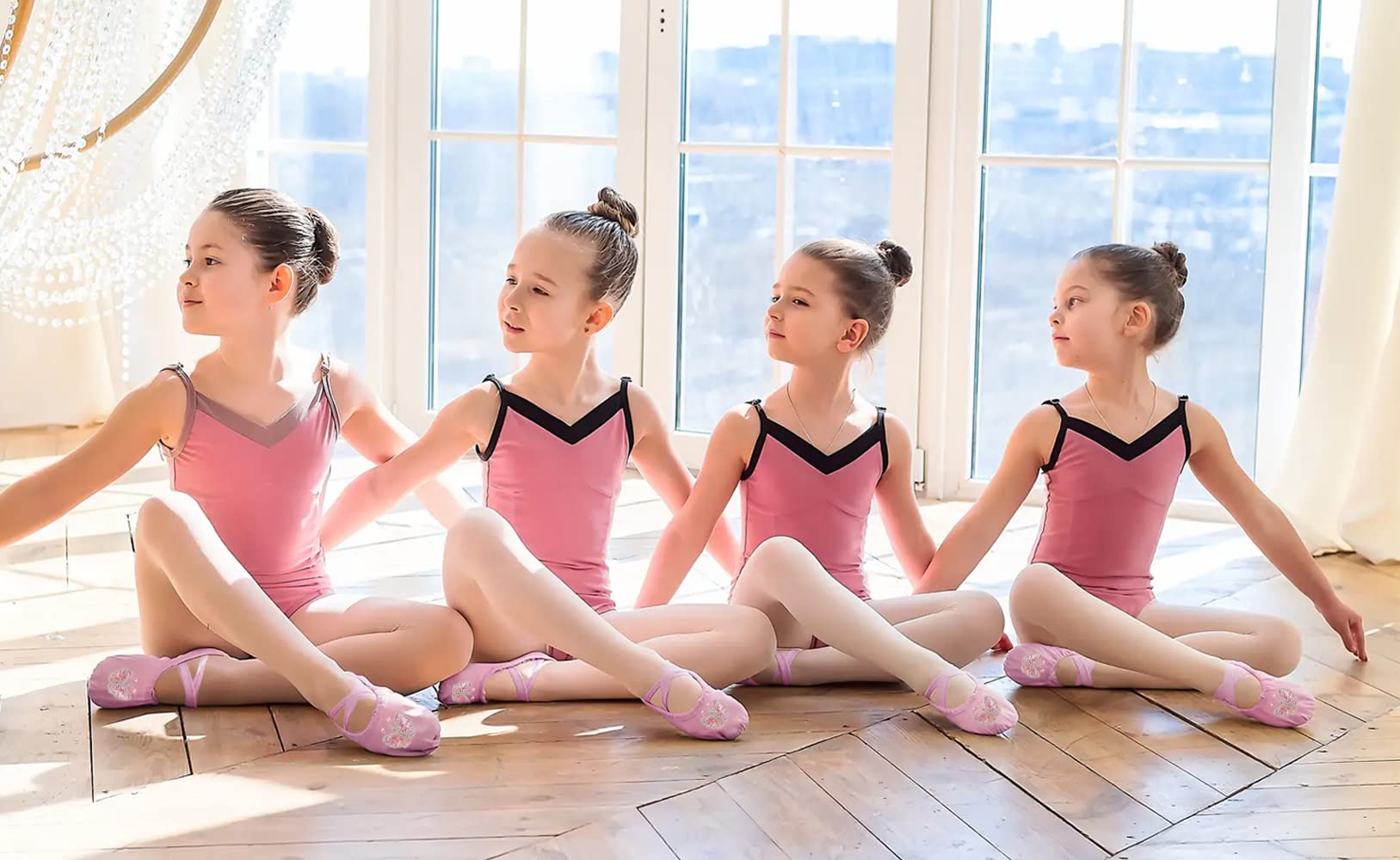 Filles Ballet Chaussures Classique Cuir Yoga Ballerine Chaussure de Danse Pilates Pantoufles Danse Pratique Gymnastique Chaussons Split Plate pour Filles Enfants Femmes