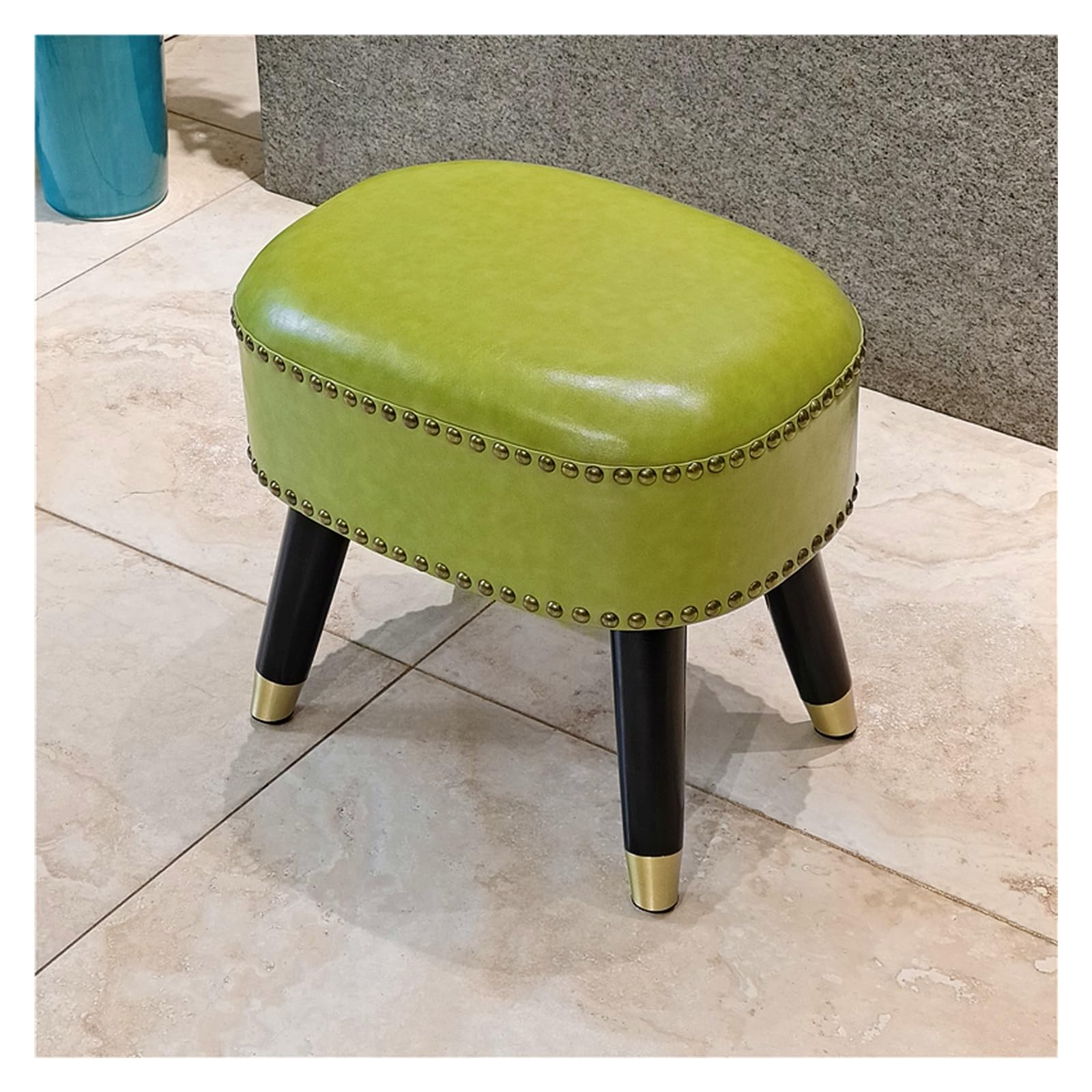 Tabouret elliptique repose-pieds rembourré et canapé de vestiaire en cuir