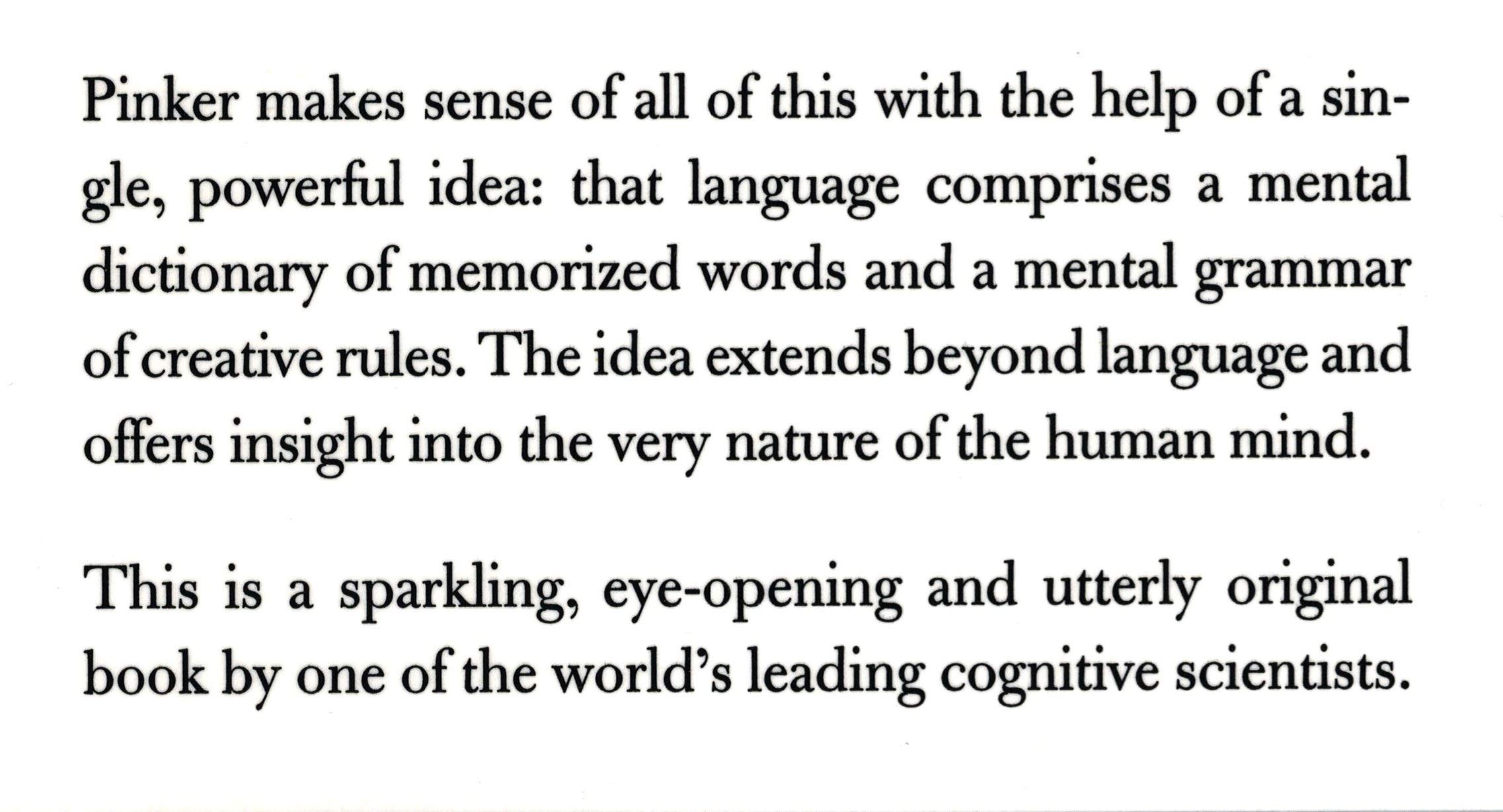 Words And Rules. The Ingredients Of Language