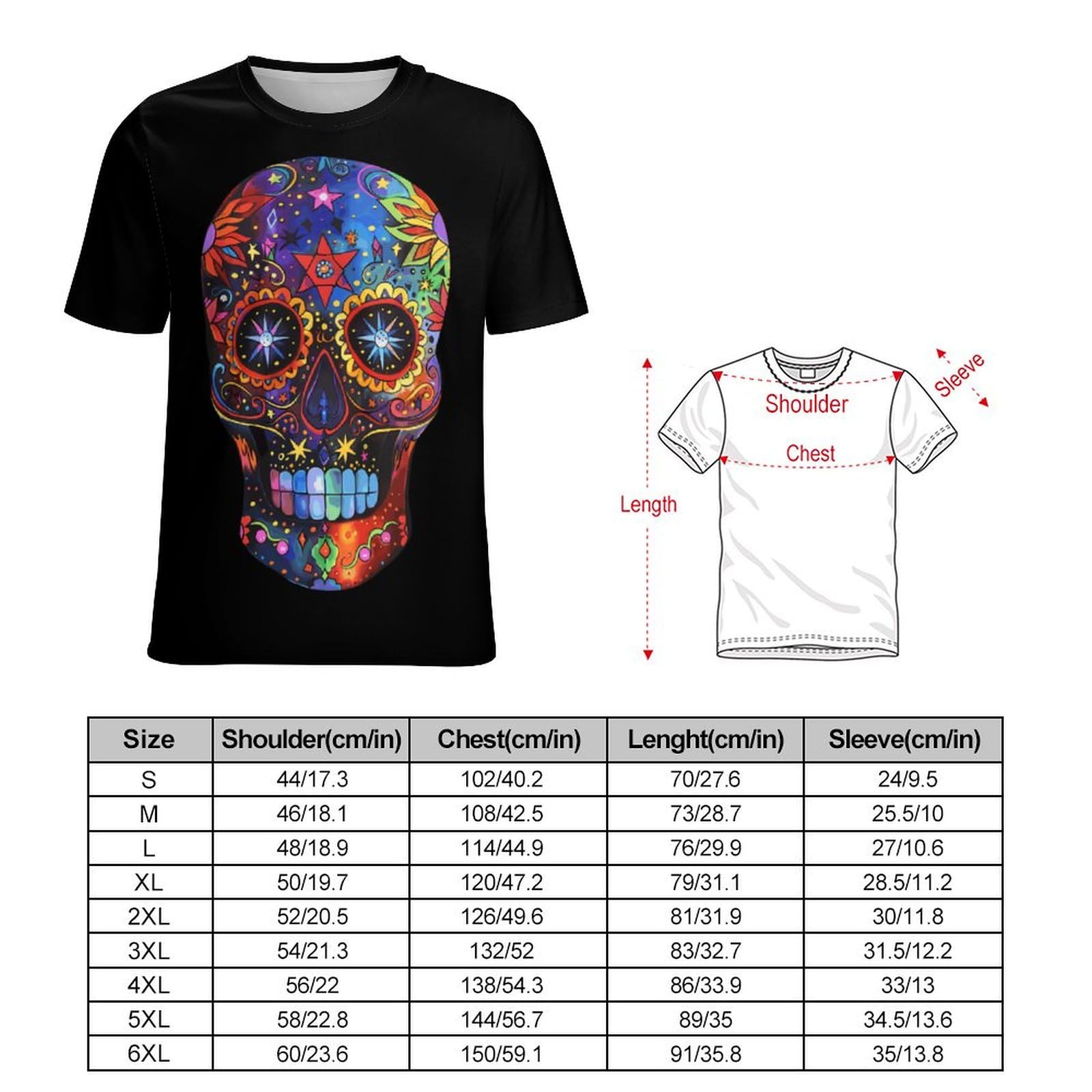 Mexicana Sugar Skull Unisex Adult T-Shirts Summer Short Sleeve Tee Casual Tops Funny Graphic 6XL