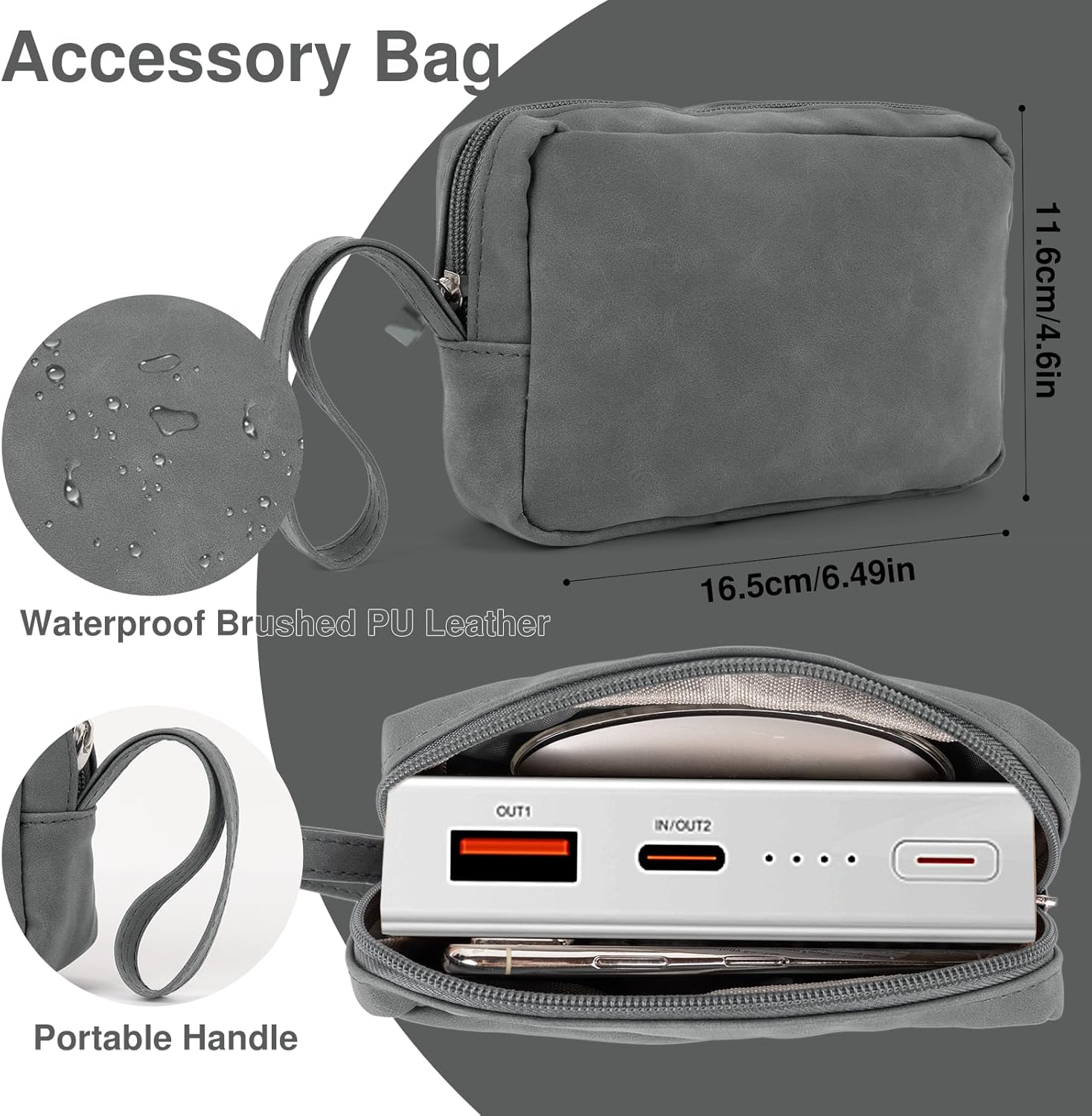 Allinside 13-14 Inch Laptop Sleeve Case for MacBook Pro 14" 2021-2024/MacBook Air 13" 2010-2017/MacBook Pro 13" 2010-2015, Waterproof Matte PU Leather Sleeve Cover with Stand & Accessory Pouch, Gray - Image 5