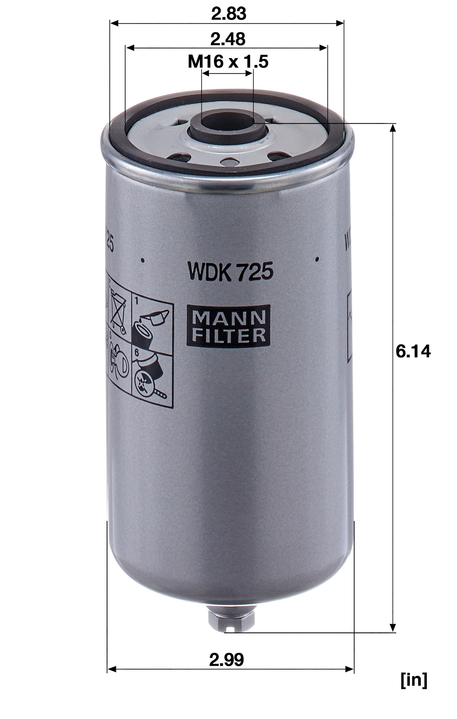 MANN-FILTER WDK 725 Filtre à carburant - pour Poids-lourds + Autobus (Lot de 2)