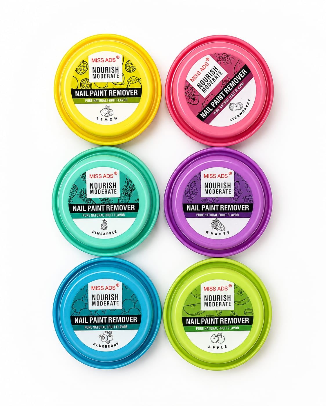 MISS ADS Nail Paint Remover Pads | Nourish Moderate Formula | Acetone-Free Nail Polish Remover Wipes | Moisturizing & Gentle | Travel Friendly | Lemon, Strawberry, Pineapple, Grapes, Blueberry & Apple-image-6