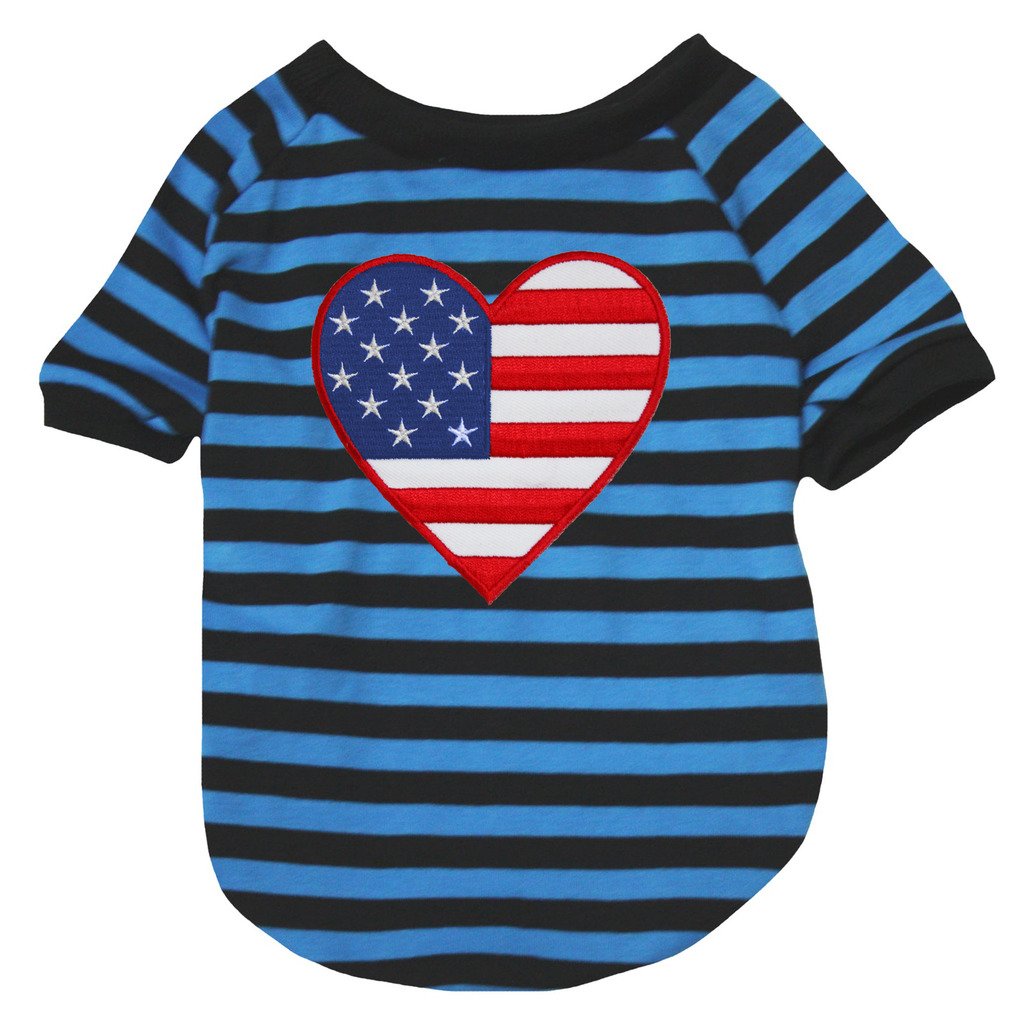 Vêtement pour chiot T-shirt US imprimé cœur bleu L