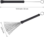 Pangda 1 Pair Drum Brushes Retractable Wire Brushes Drums Drum Sticks Brush with Comfortable Rubber Handles