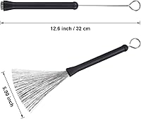 Vista 2 de Pangda 1 par de cepillos de tambor cepillos de alambre retráctiles tambores palillos de tambor cepillo con cómodas asas de goma