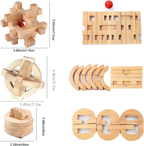 Miniatura 6 de Arlai Rompecabezas de madera de 12 piezas y metal 3D desbloqueo entrelazado rompecabezas educativo para niños y adultos, juegos cerebrales duraderos