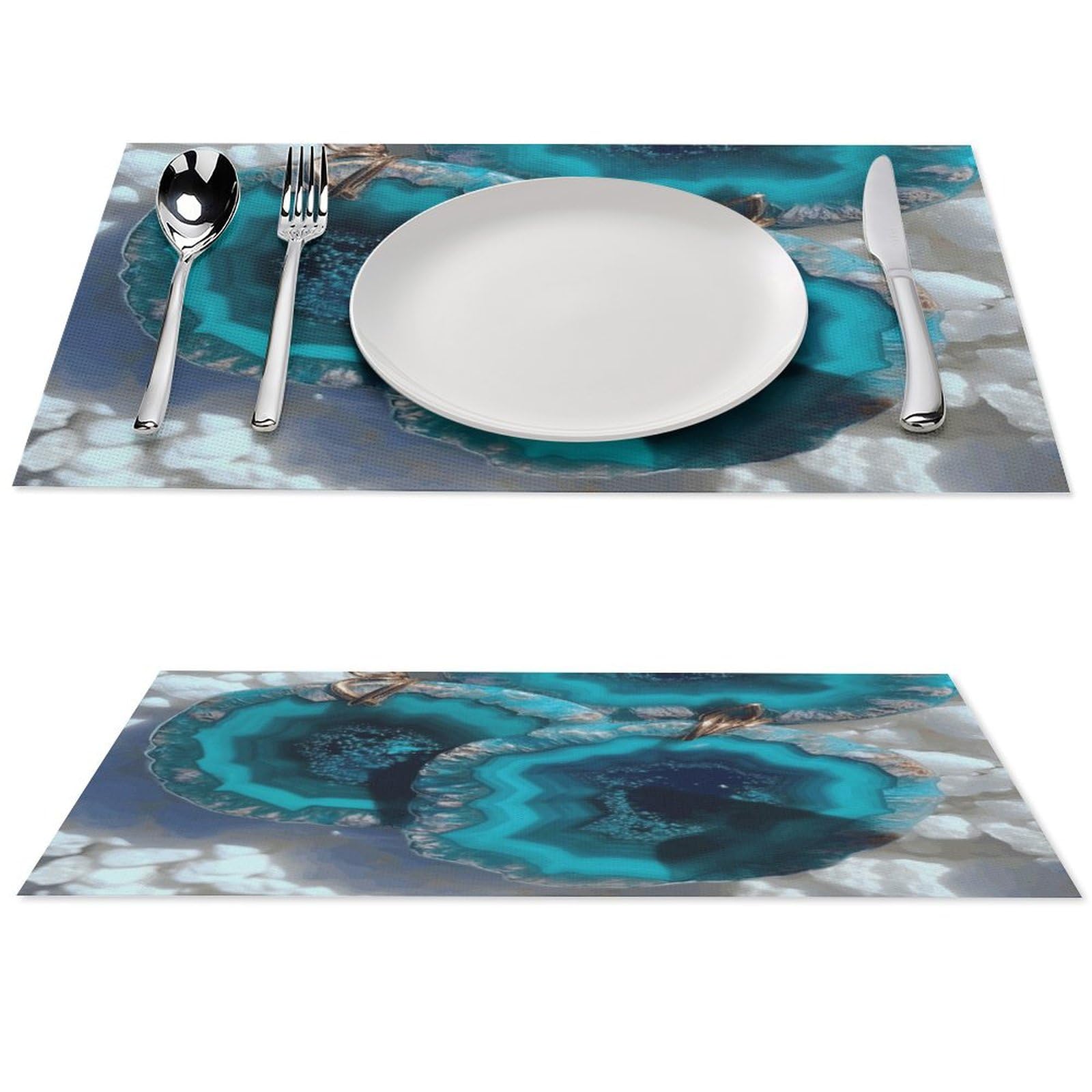 Sets de table en PVC pour l'intérieur et l'extérieur en bleu