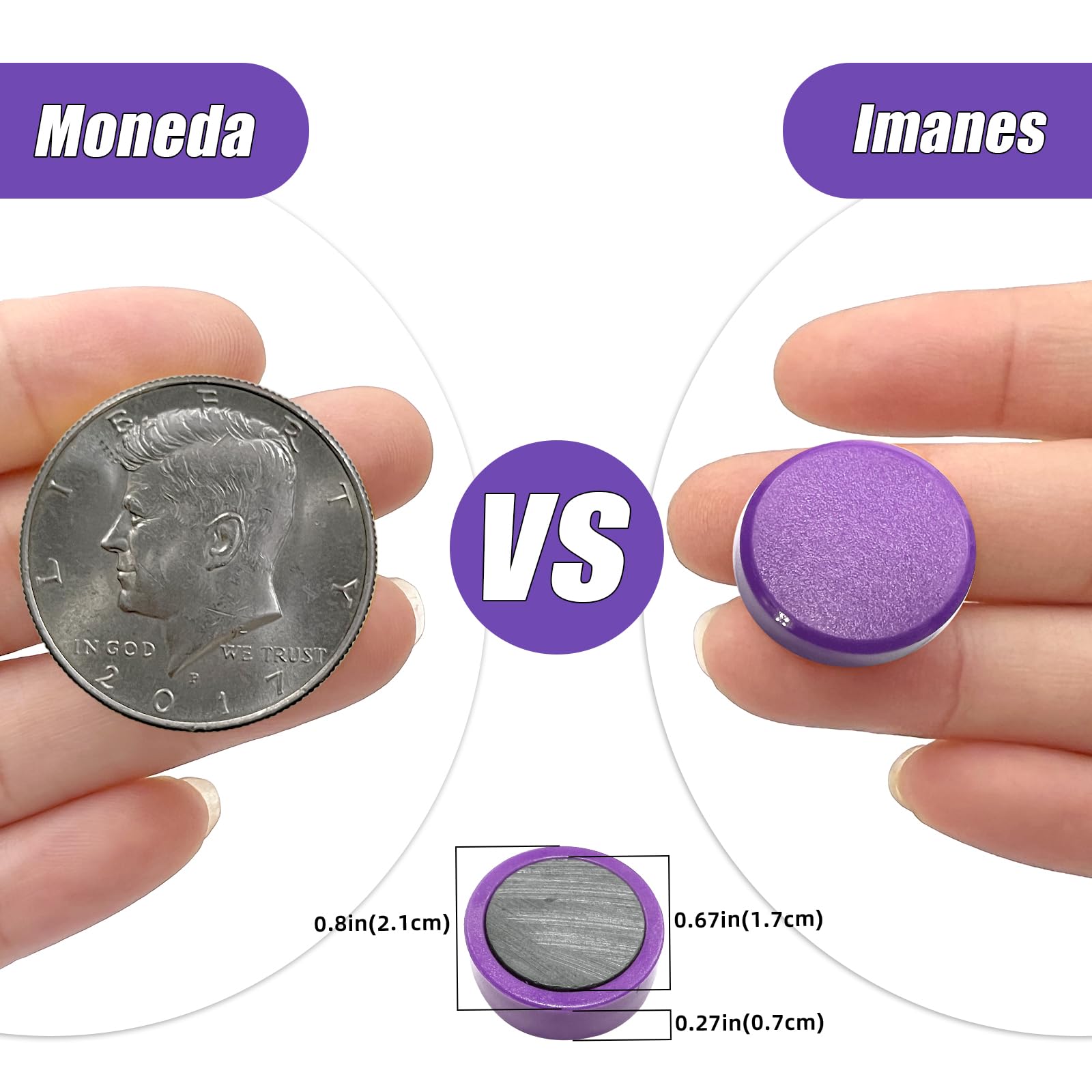 Qualsen Imanes Pizarra Magnética 20 Imanes Nevera Potentes 10 Colores