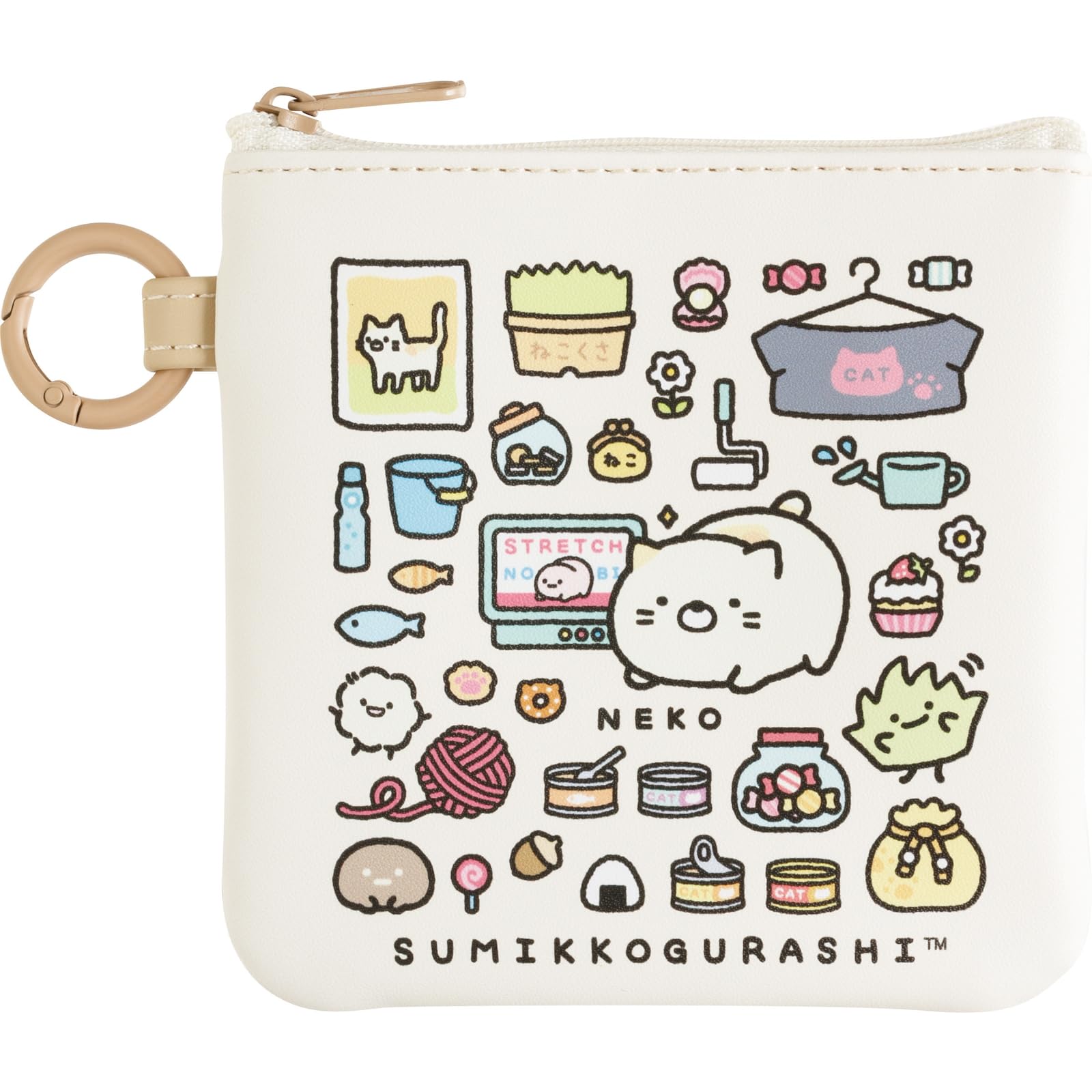 San-X Sumikko Gurashi "Sumikko's Favorites" Flat Pouch Cat CA78604 H4.53 x W4.53 inches (115 x 115 mm) : Sports & Outdoors