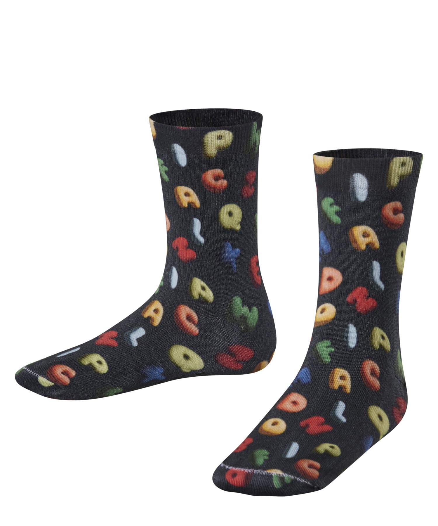 FALKE Unisex Kids Colourful Alphabet Print K So Cotton Patterned Socks 1 Pair, Blue Space 6116, 3-5