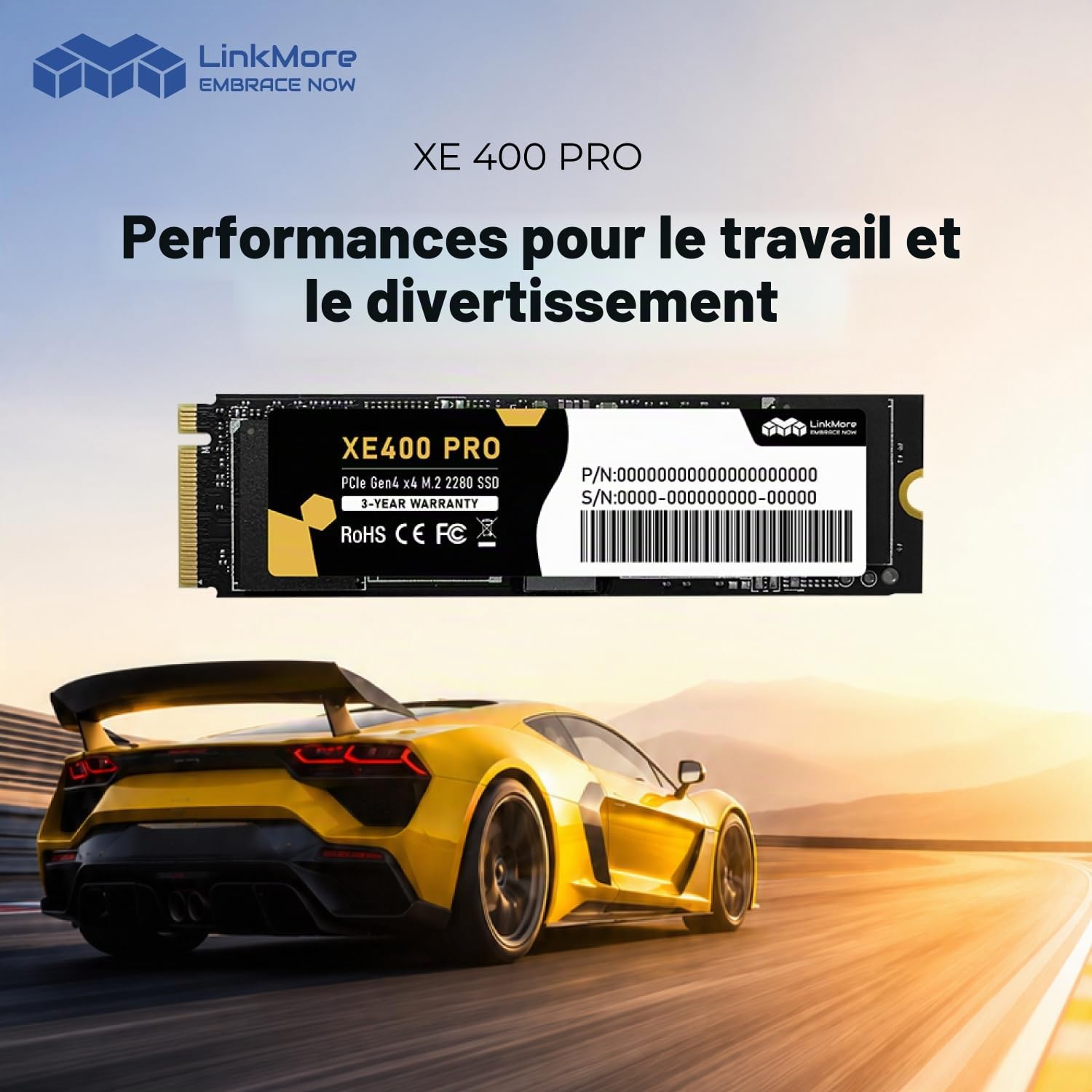 LinkMore XE400 Pro 1 To M.2 2280 NVMe SSD, PCIe Gen4 x4 (PCIe 4.0), jusqu'à 4 900/3 900 Mo/s, SSD interne pour jeux et Windows 11