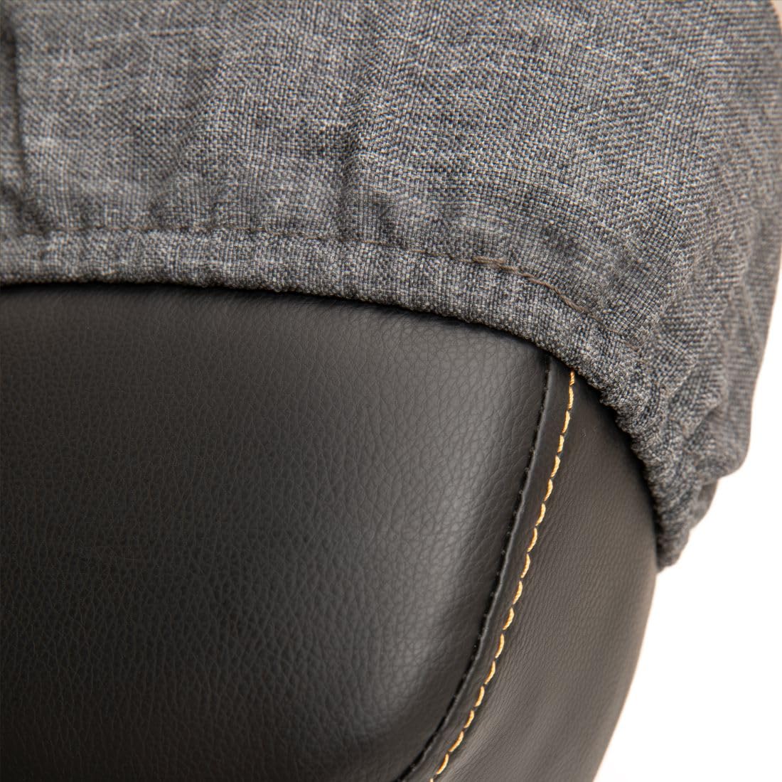 BLACK POINT O'KNEEL - Chaise à Genoux Ergonomique en Éco-Cuir avec Dossier | Siège Assis-Genoux Réglable pour Bureau & Maison | Posture Droite & Confortable | Housse en Lin Gris Incluse