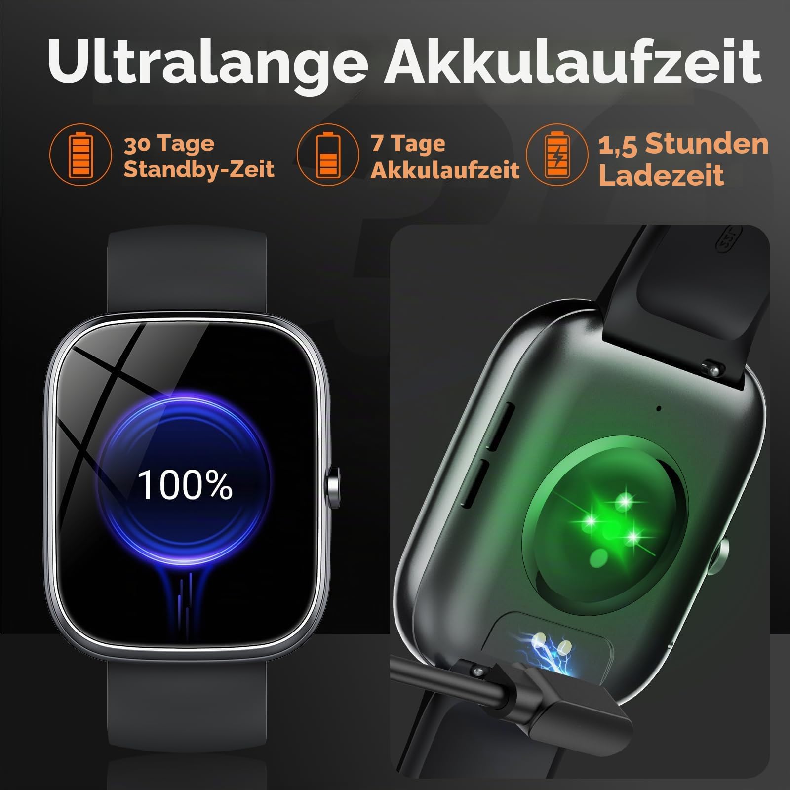 Smartwatch Herren Damen, 1,91" HD Touch Smart Watch mit Telefonfunktion, 115+Sportmodi Sportuhr, IP68 Fitness Tracker mit Herzfrequenz SpO2 Schlafmonitor Schrittzähler für Android iOS