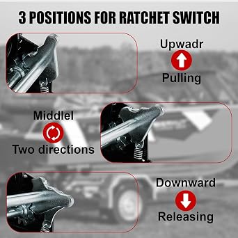 TYT 1200LB Boat Trailer Strap Winch with 8M Black Rope, Standard Mounting Hole Crank Hand Winch with Hook, Two Way Ratchet Manual Gear Winch for Towing Pulling Boat Trailer Truck RV ATV Jet Ski Winch