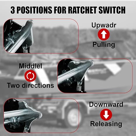 TYT 1200LB Boat Trailer Strap Winch with 8M Black Rope, Standard Mounting Hole Crank Hand Winch with Hook, Two Way Ratchet Manual Gear Winch for Towing Pulling Boat Trailer Truck RV ATV Jet Ski Winch