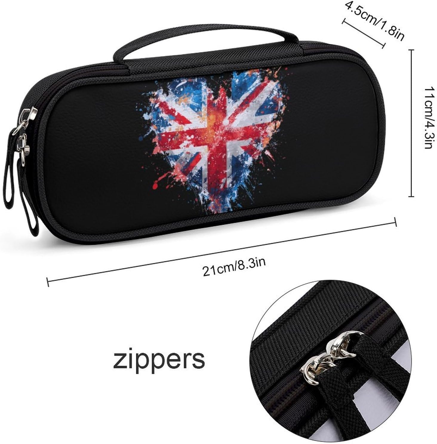 Heart United Kingdom Flag Splash Makeup Bag Cosmetic Toiletry Pouch Purse image 2